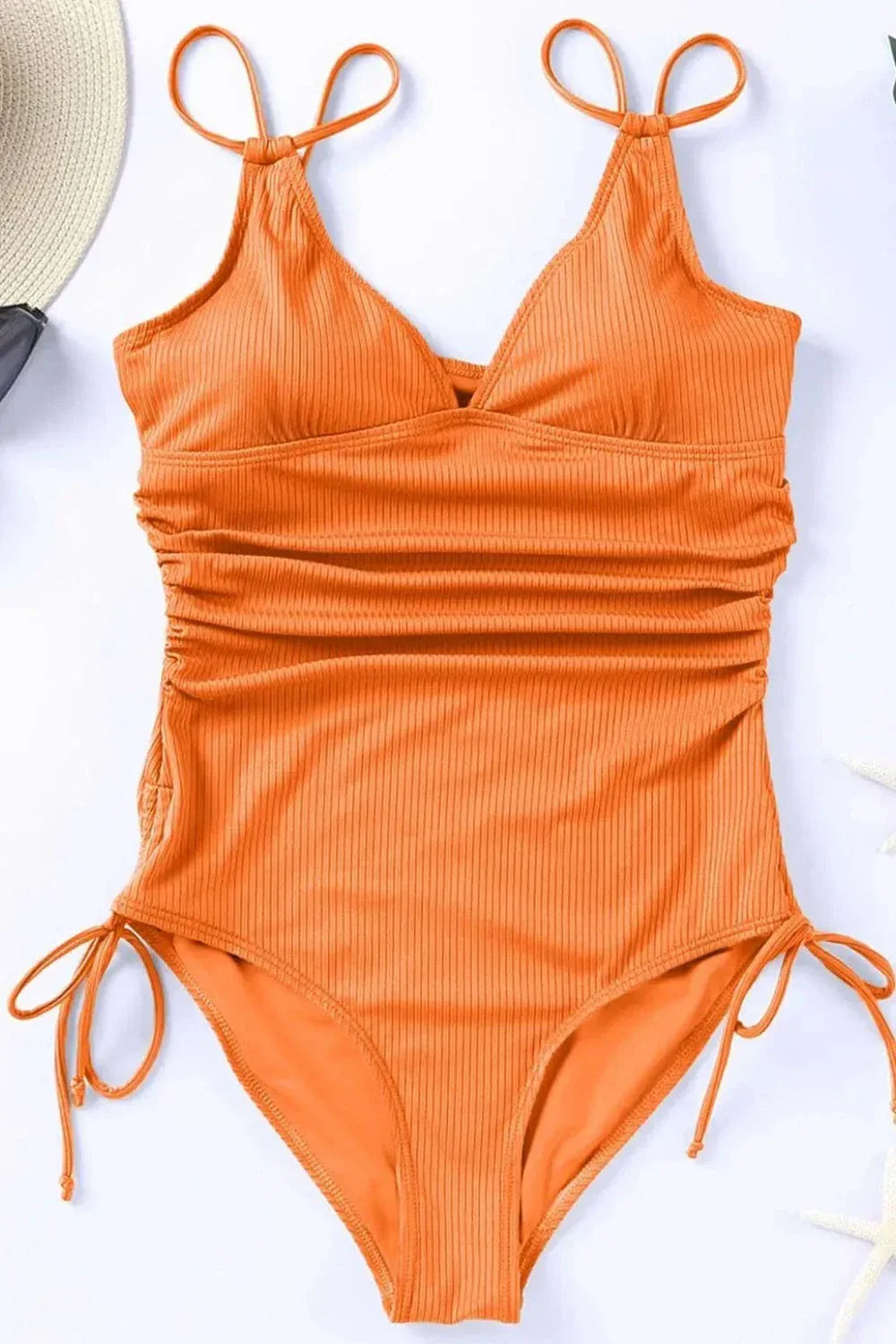 Drawstring Plunge One Piece Swimsuit
