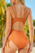 Drawstring Plunge One Piece Swimsuit