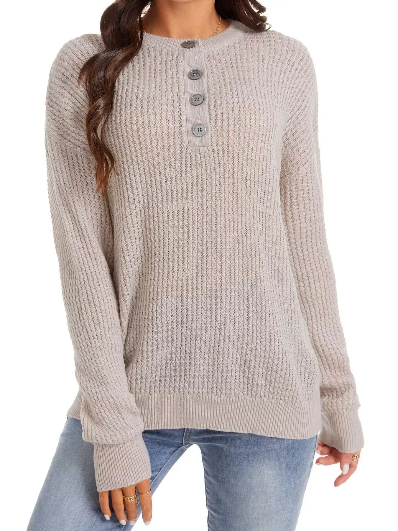 Dropped Shoulder Sweater for Women Apricot / S