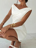Elegant Off-Shoulder Draped Mini Dress