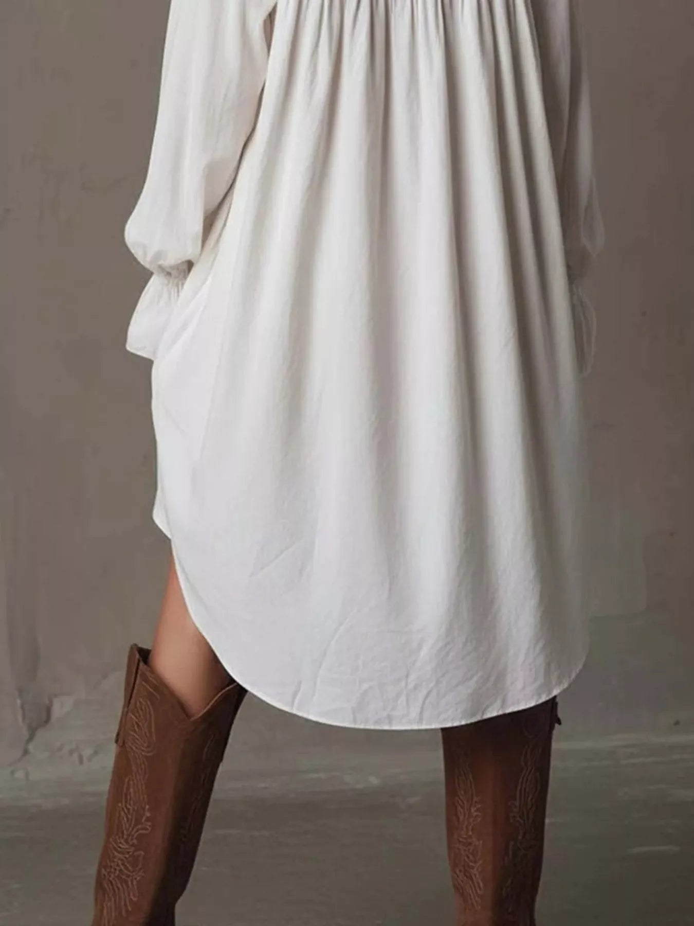 Embroidered High-Low Shirt Dress - product view 5