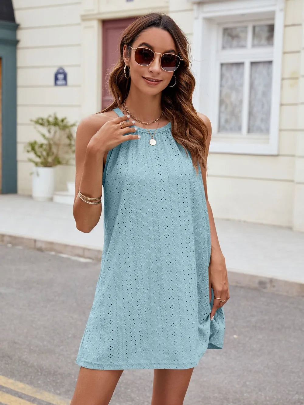 Florira Eyelet Sleeveless Mini Dress - product view 5