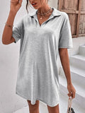 Johnny-Collar Short-Sleeve Polo Dress - product view 9