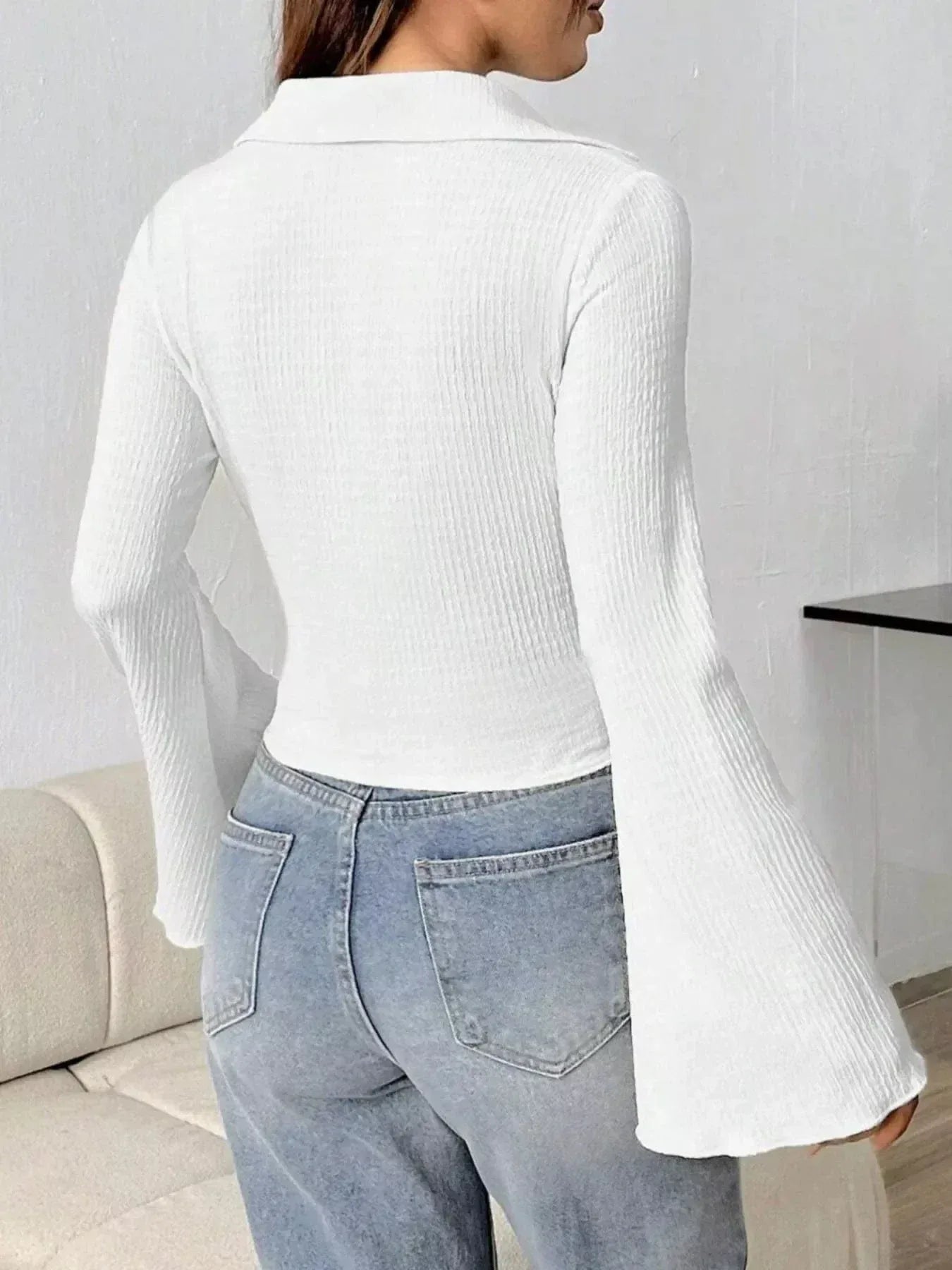 Flare Sleeve Button Up Shirt