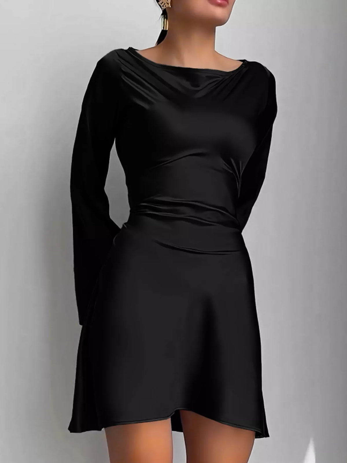 Flare-Sleeve Elegant Mini Dress