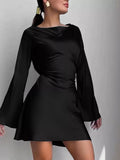 Flare-Sleeve Elegant Mini Dress
