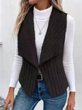 Fleece Open Front Vest Black / S
