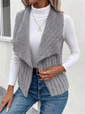Fleece Open Front Vest Gray / S