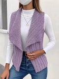 Fleece Open Front Vest Purple / S