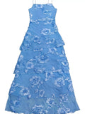 Floral Appliqué Lace-Up Tiered Maxi Dress