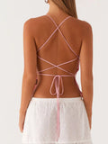 Floral Lace Up Back V-Neck Cami