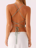 Floral Lace Up Back V-Neck Cami