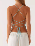 Floral Lace Up Back V-Neck Cami