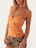 Floral Lace Up Back V-Neck Cami