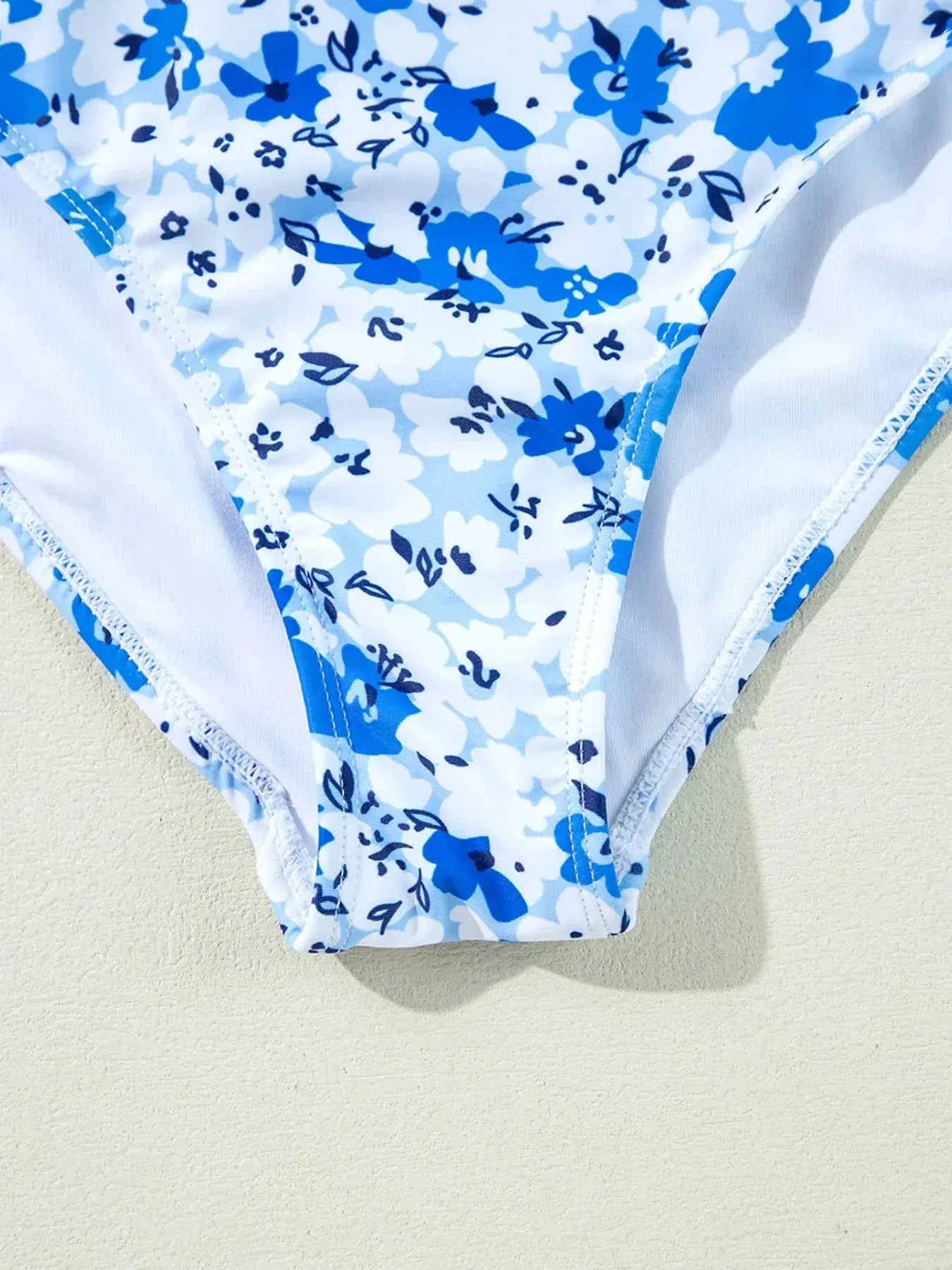 Floral Lace-Up Hollow Out One Piece Swimsuit