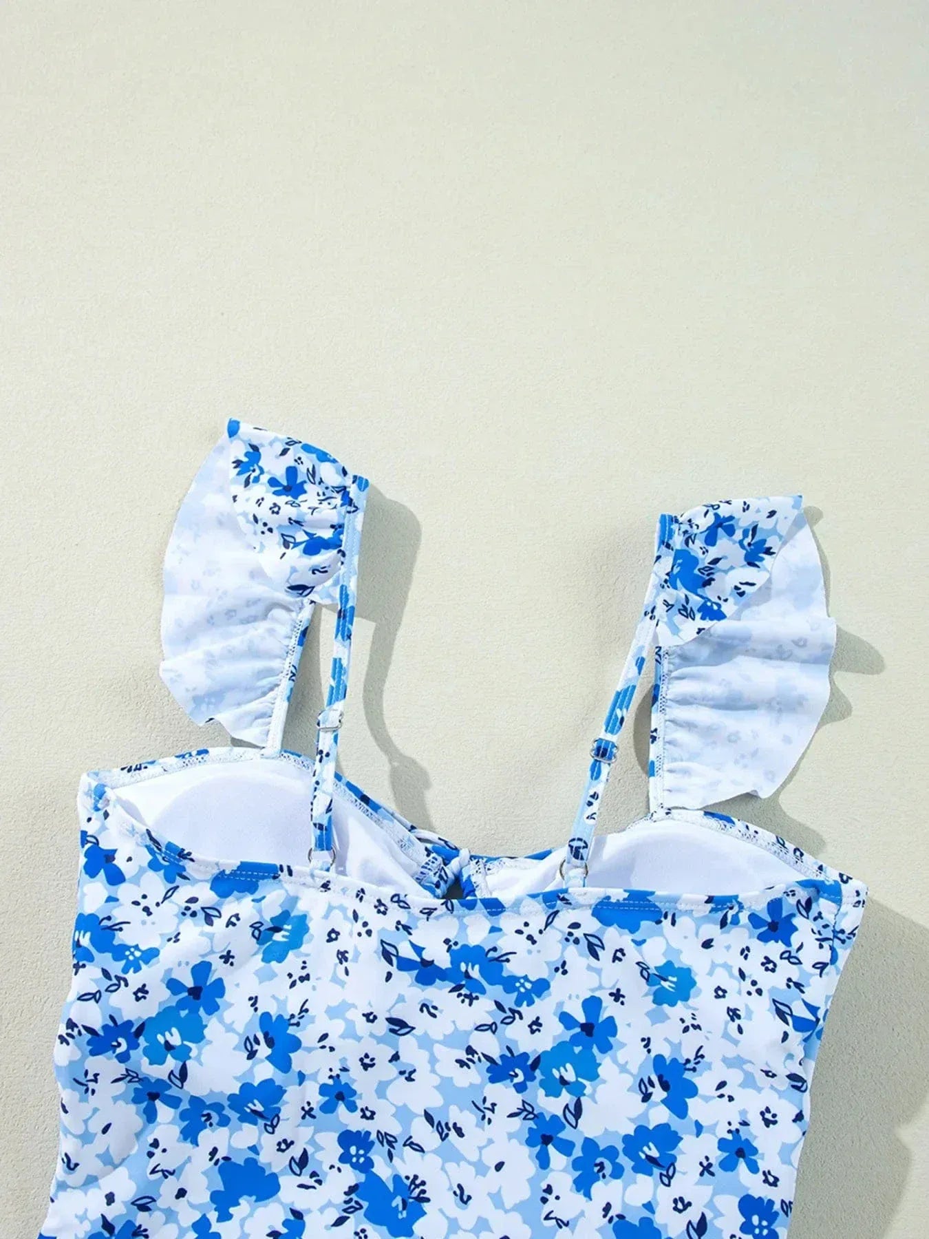 Floral Lace-Up Hollow Out One Piece Swimsuit