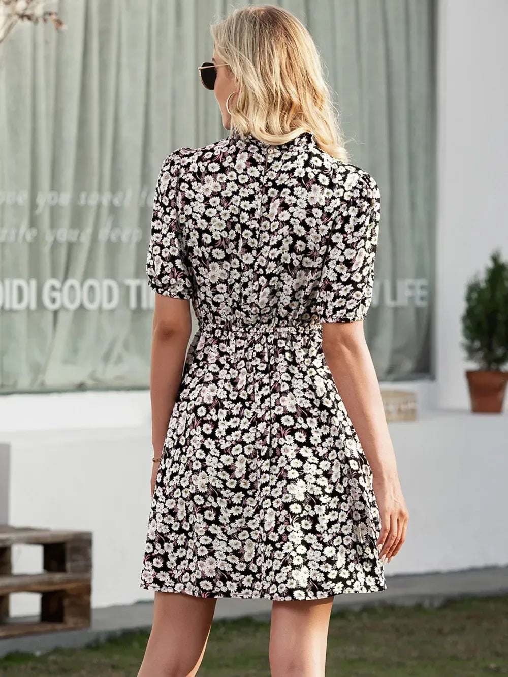 Floral Mock Neck Mini Dress for Women