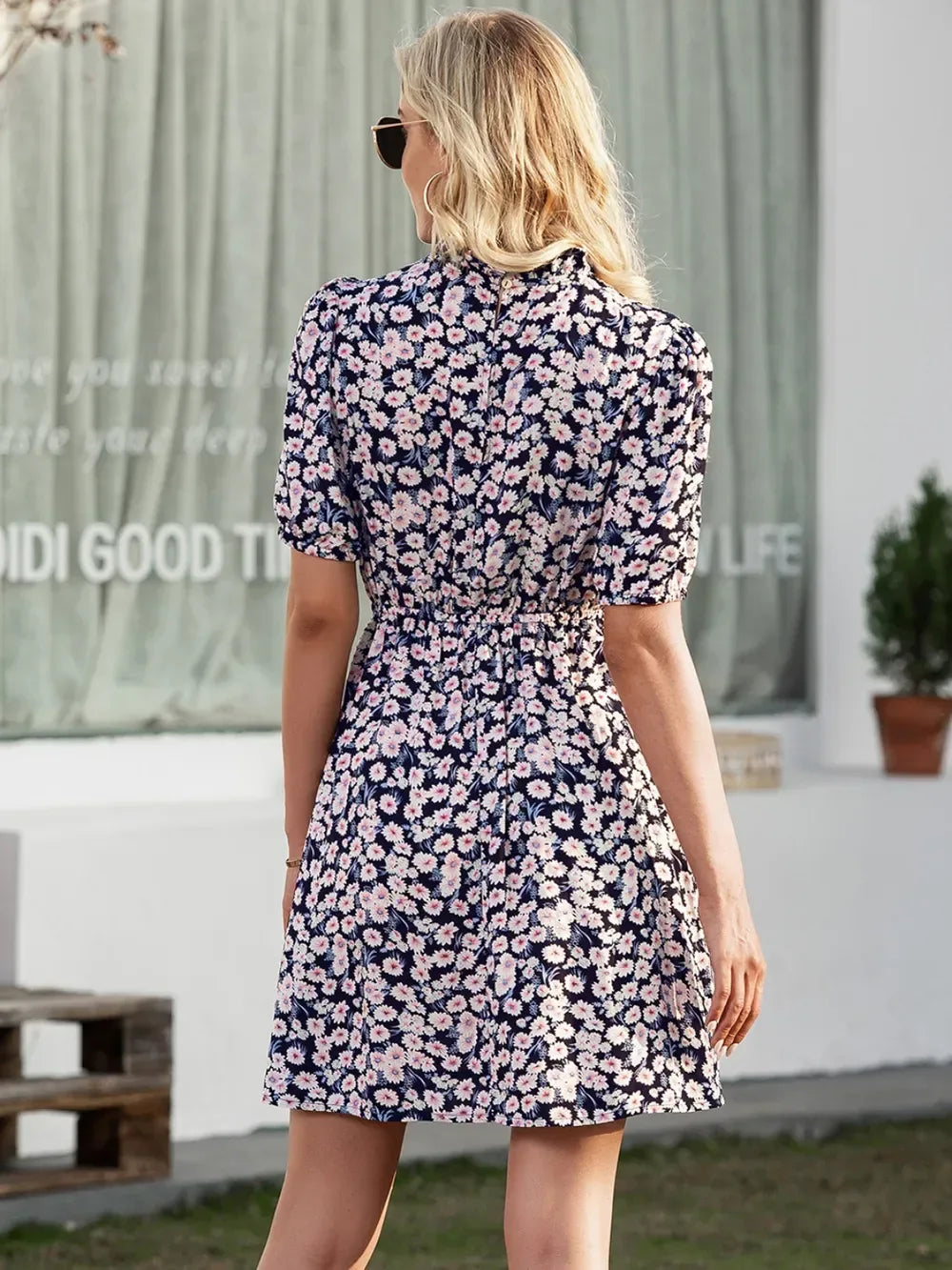 Floral Mock Neck Mini Dress for Women