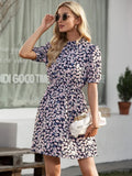 Floral Mock Neck Mini Dress for Women