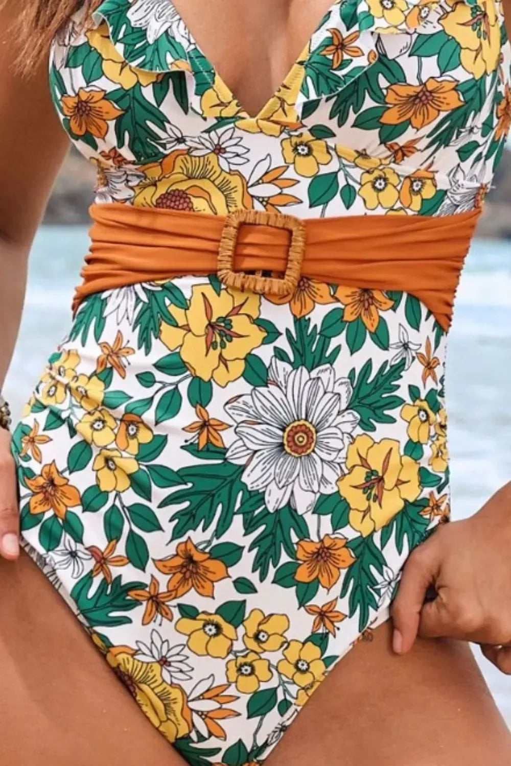 Floral Plunge One-Piece Swimsuit