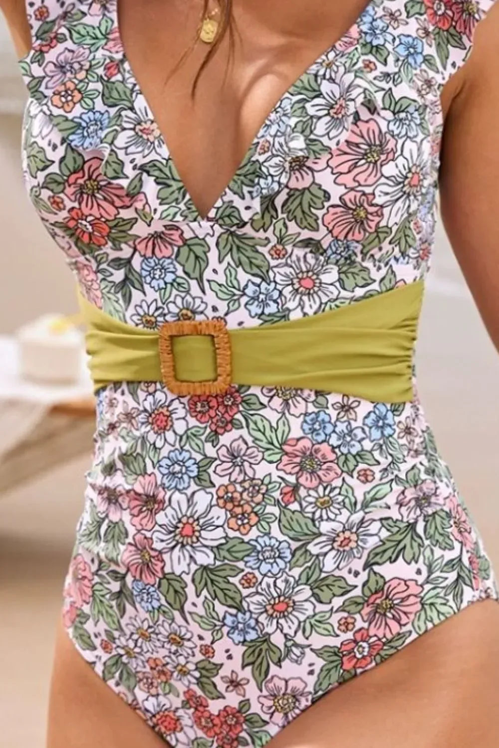 Floral Plunge One-Piece Swimsuit