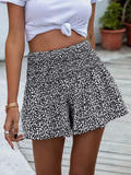 Floral Print Elastic Waist Shorts