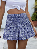 Floral Print Elastic Waist Shorts