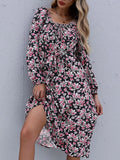 Floral Print Long Sleeve Midi Dress