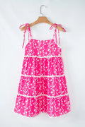 Floral Print Ric Rac Patched Sleeveless Mini Dress