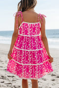 Floral Print Ric Rac Patched Sleeveless Mini Dress