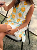 Floral Print Sleeveless Mini Dress