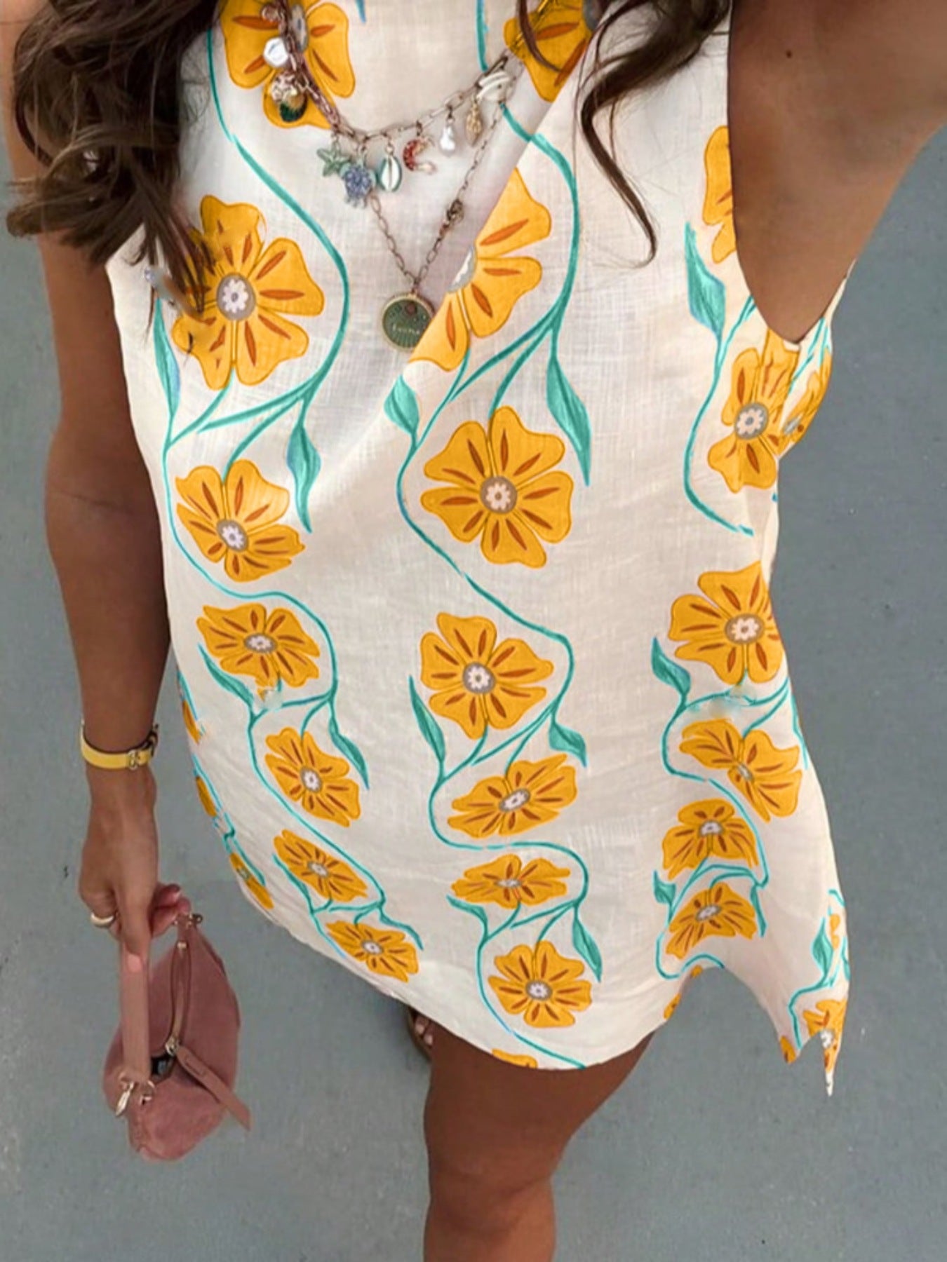 Floral Print Sleeveless Mini Dress