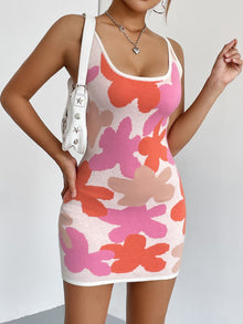Mini-robe à fines bretelles imprimé floral