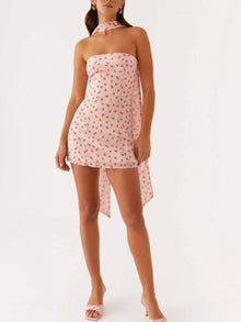 Mini-robe bustier à imprimé floral
