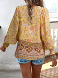 Floral Print Tie Neck Bohemian Blouse