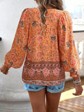 Floral Print Tie Neck Bohemian Blouse