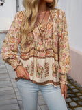 Floral Print Tie Neck Bohemian Blouse