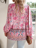Floral Print Tie Neck Bohemian Blouse