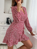 Floral Print Wrap Mini Dress