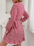 Floral Print Wrap Mini Dress