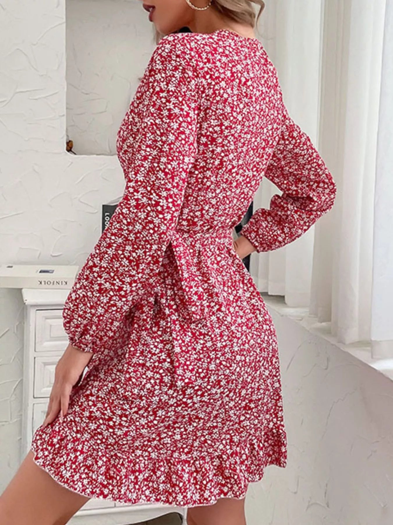 Floral Print Wrap Mini Dress