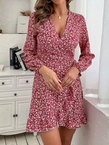 Mini-robe portefeuille fleurie