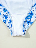 Floral Lace-Up Hollow Out One Piece Swimsuit