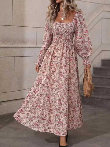 Floral Square-Neck Smocked Midi Dress - product view 1