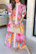 Floral Button-Down Striped-Trim Maxi Dress - product view 3