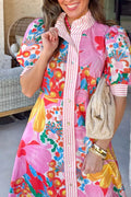 Floral Button-Down Striped-Trim Maxi Dress - product view 5