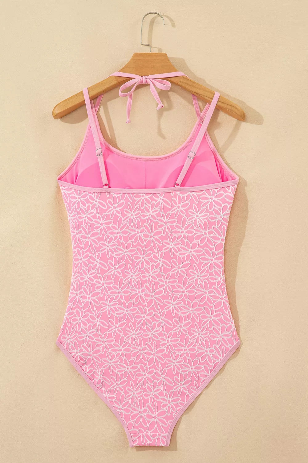 Floral Texture Halter One-Piece Swimsuit