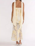 Floral Tube Dress with Scarf - product view 4