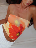 Floral Strapless Tube Top Sherbet / S