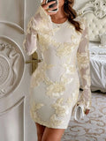 Round Neck Floral Dress Yellow / S